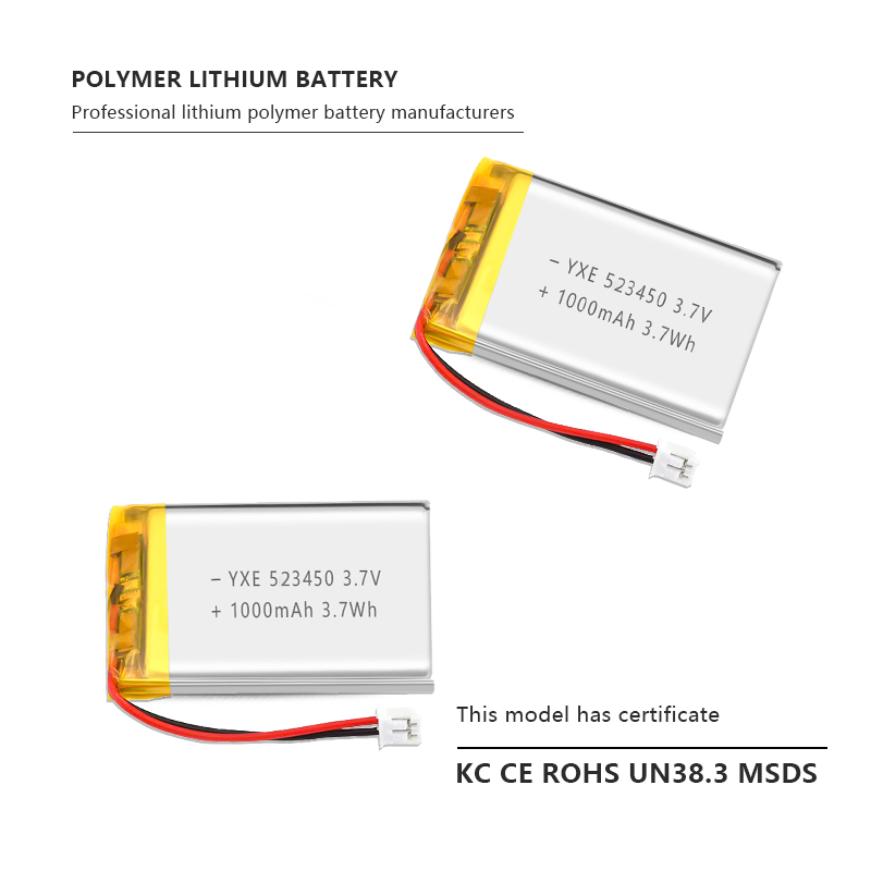 3.7 V Li-ion Battery 523450-1000mah